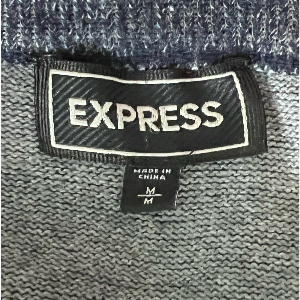Express Denim Blue V-Neck Sweater - Picture 3 of 4